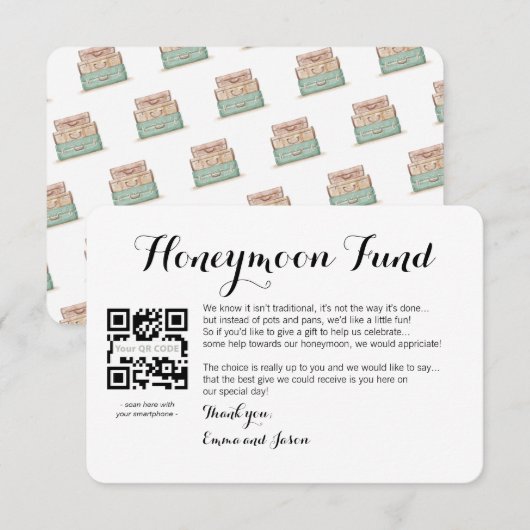 ハニームーンのリクエストを記載したカード ウェディング エンクロージャーカード (正面/裏面)