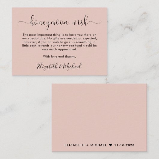ハニームーン ウィッシュ ブラッシュ ウェディング エンクロージャーカード (正面/裏面)