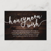 ハニームーン ファンド ウェディング ウィッシュ 現金、モダン ラスティック ウェディング エンクロージャーカード (正面)