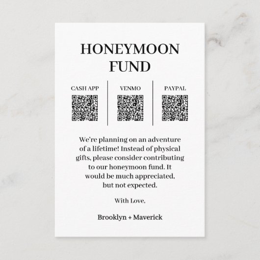 ハニームーン ファンド QR コード 写真 封入 カード (正面)