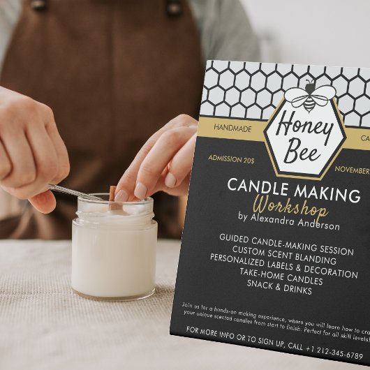 ハニーモダンビーハニカムブラックイエローワークショップ 台座サイン