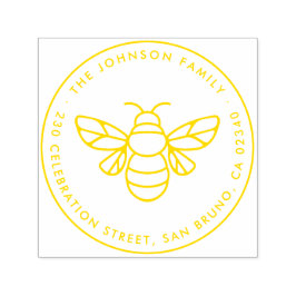 ハニーモダンビーファミリーネームラウンド差出人住所 セルフインキングスタンプ