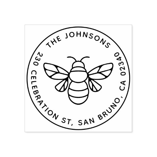 ハニーモダンビーファミリーネームラウンド差出人住所 ラバースタンプ (インプリント)