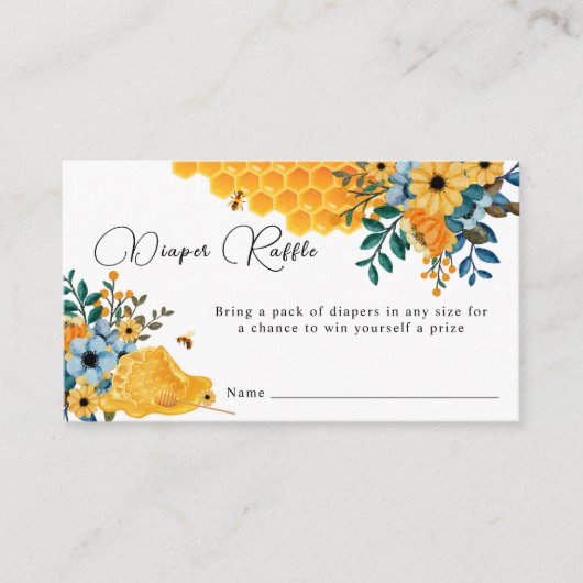 ハニーモダンビーフローラおむつラッフルベビーシャワー エンクロージャーカード (正面)