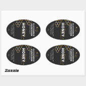 ハニーモダンビー金ゴールドハニカムブラック 楕円形シール (シート)