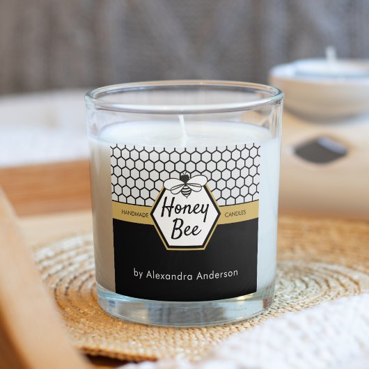 ハニーモダンビー養蜂場ハニカムブラックイエロー スクエアシール