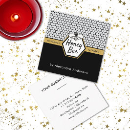 ハニーモダンビー養蜂場ハニカムブラックイエロー スクエア名刺