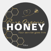 ハニーモダン金ゴールドビーハニカムブラック ラウンドシール (正面)