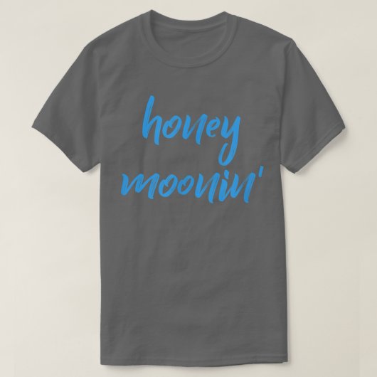 ハニーモニンブルー引用文Honeymoon Vaカップル Tシャツ (デザイン正面)