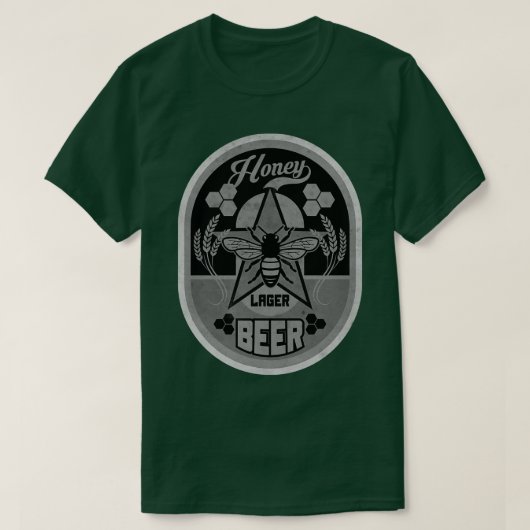 ハニーラガービールBW Tシャツ (デザイン正面)
