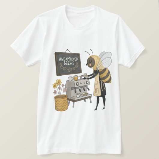ハニーラテクラフトマスター： Barista Bee & Flower Espr Tシャツ (デザイン正面)