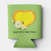 ハニーラブハート、ハニーミツバチと花のカスタム 缶クーラー (裏面)