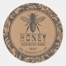 ハニーラベルクラフト |花とミツバチ ラウンドシール