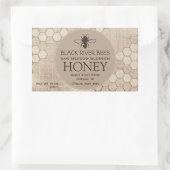 ハニーラベルハニカムとモスリンの様式化されたミツバチ 長方形シール (バッグ)