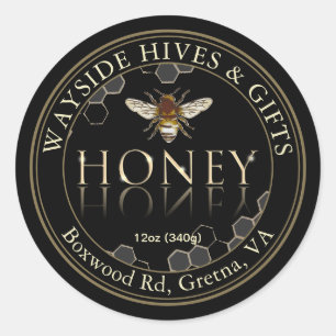 ハニーラベルビーとブラックのハニカ縁どム ラウンドシール