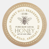 ハニーラベル点々のあるクラフトビー ラウンドシール (正面)