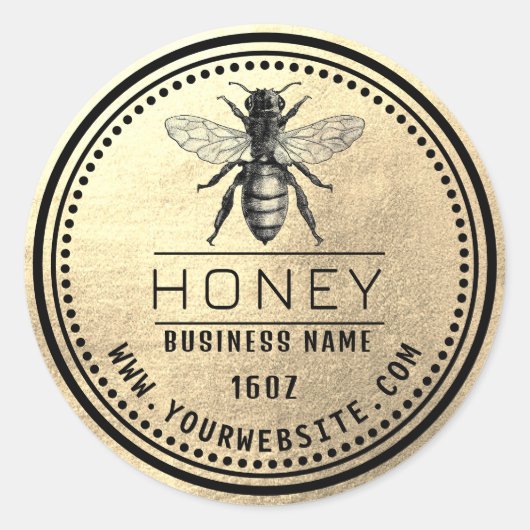 ハニーラベル黒金ゴールド |ハニーロゴ ラウンドシール (正面)