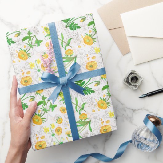 ハニーレモンフラワーズスノーホワイトラッピング紙 ラッピングペーパー (ギフト)