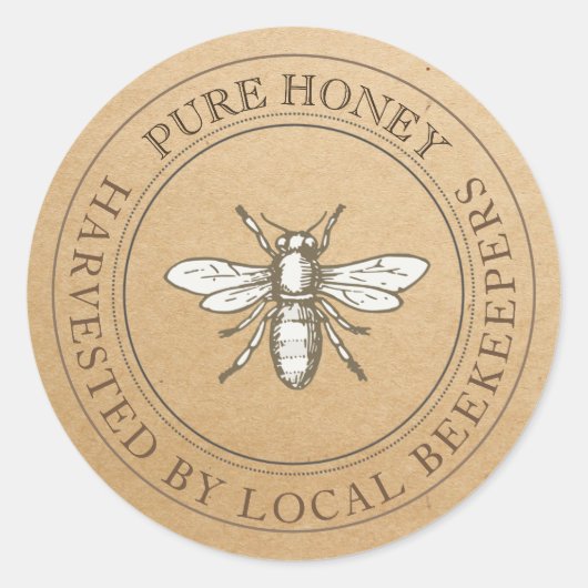 ハニーローカルビーキーパーヴィンテージハニービークラフトラベル ラウンドシール (正面)