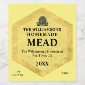 ハニーワイン |自家製ミード |ヴィンテージ蜂の巣 ワインラベル (シングルラベル)