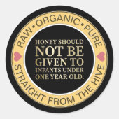 ハニー乳児警告のリッドラベルとハニーの説明 ラウンドシール (正面)