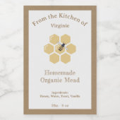 ハニー素朴またはミードボトルラベルシール ワインラベル (シングルラベル)