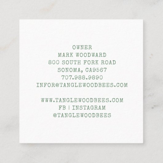 ハニー素朴ビーアピールダンデリオンフローラスクエア スクエア名刺 (裏面)