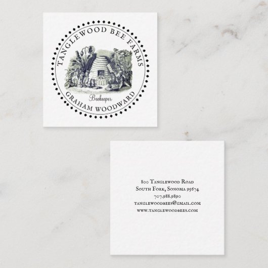 ハニー素朴ビーハイブ養蜂家製品 スクエア名刺 (正面/裏面)