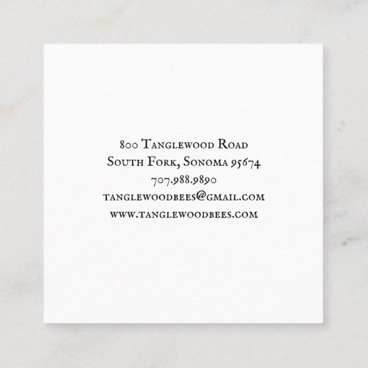 ハニー素朴ビーハイブ養蜂家製品 スクエア名刺 (裏面)