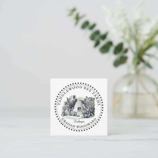 ハニー素朴ビーハイブ養蜂家製品 スクエア名刺 (スタンド正面)