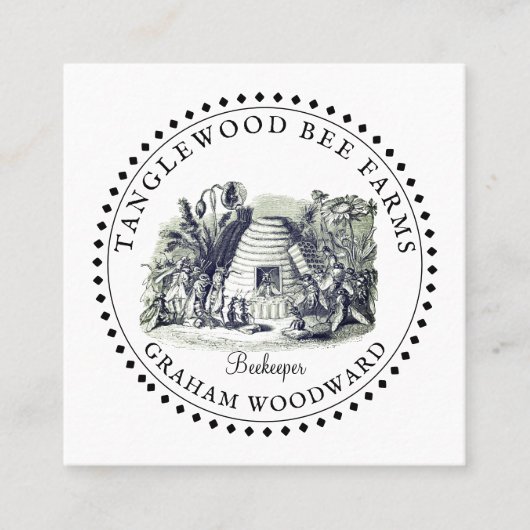 ハニー素朴ビーハイブ養蜂家製品 スクエア名刺 (正面)