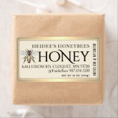 ハニー編集可能ラベルヴィンテージクイーンビー縁ど金ゴールド ラベル (インサイチュ)