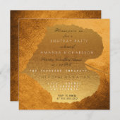 ハニー金ゴールド秋秋ゴールデン葉誕生日 招待状 (正面/裏面)