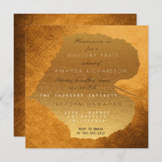 ハニー金ゴールド秋秋ゴールデン葉誕生日 招待状 (正面/裏面)