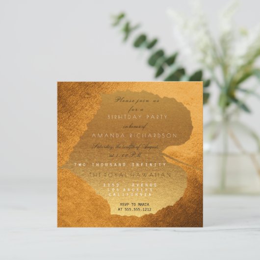 ハニー金ゴールド秋秋ゴールデン葉誕生日 招待状 (スタンド正面)