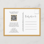 ハニー金ゴールドQRコードモダン全結婚1 インビテーションポストカード (裏面)