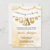 ハニー・オン・ザ・ウェイ　洗濯物干し場でベビーシャワー 招待状 (正面)