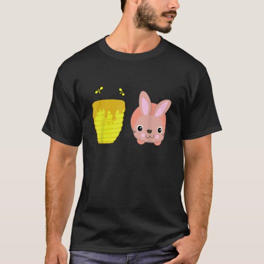 ハニー バニー かわいい うさぎ 動物好き Tシャツ (正面)
