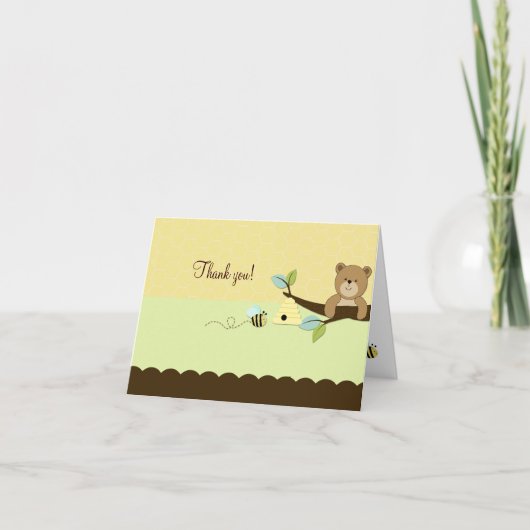 ハニー ベア & ビー 折りたたみありがとうカード サンキューカード (正面)
