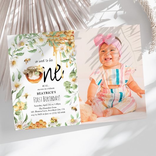 ハニー「Sweet to Bee ONE」1歳の誕生日フォト 招待状