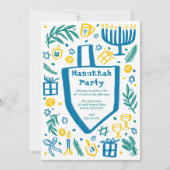 ハヌカお洒落ーホリデーパーティキュートカスタム 招待状 (正面)
