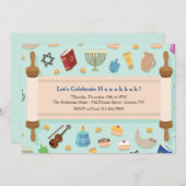 ハヌカお祝い招待状 シーズンカード (正面/裏面)