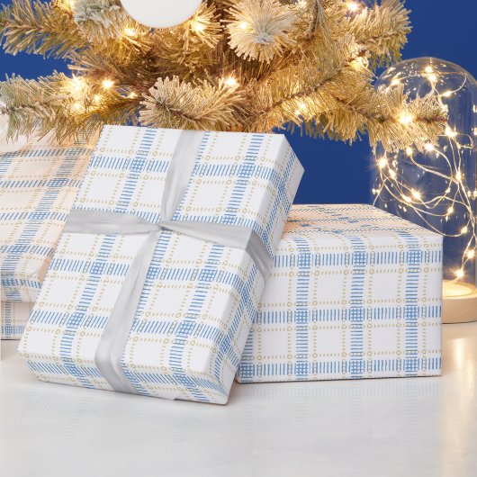 ハヌカとクリスマスのチェック柄の包装紙 ラッピングペーパー (クリスマス)