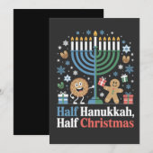 ハヌカとクリスマスのハーフ&ハーフ 面白い クリストゥカ 招待状 (正面/裏面)