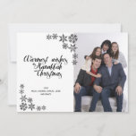 ハヌカとクリスマスモダンの写真カード シーズンカード<br><div class="desc">家族や友人に、信仰間のカード1枚で暖かいクリスマスとハヌカーをお願いします。白モダン黒はっきりしたの雪片をモチーフにし、1枚の写真に宇宙、「ハヌカとクリスマス」エレガントの台本、表と裏の宇宙を添えています。</div>