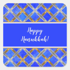 ハヌカのお祝いにぴったりなゴールド、シルバー、ホワイトのレース模様 スクエアシール