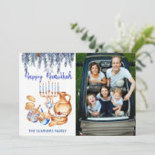 ハヌカのお祝い写真テンプレート メノーラ ピン落とし シーズンカード (スタンド正面)