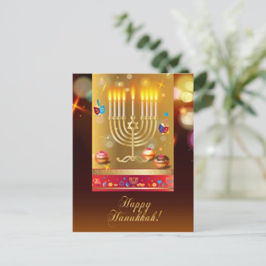 ハヌカのご挨拶 美しいユダヤの祝日 ポストカード (スタンド正面)