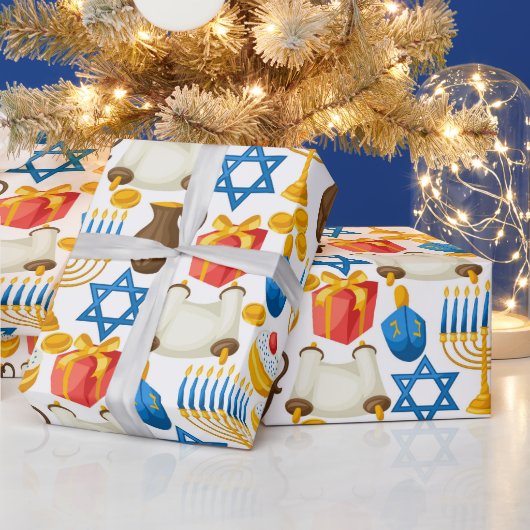 ハヌカのためのメノーラー ラッピングペーパー (クリスマス)