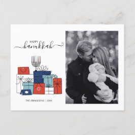 ハヌカのギフト＆メノーラのホリデー写真ポストカード シーズンポストカード